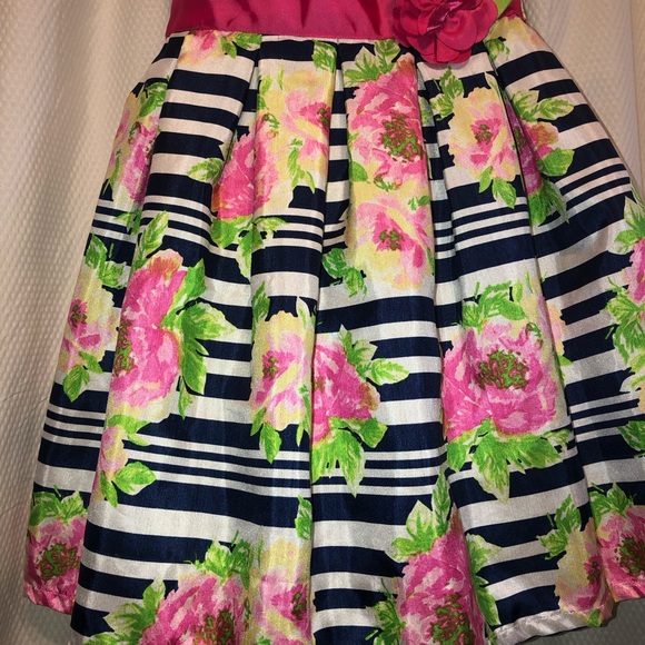 Jona Michelle Boutique Lilly Style Botanical Dress Stripes And Flowers - Picture 3 of 9